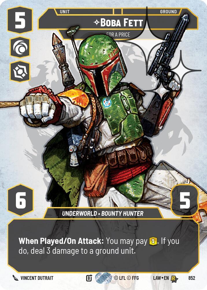 Star Wars: Unlimited A Lawless Time Boba Fett - For a Price (Prestige Foil) 852 Rare Near Mint Foil