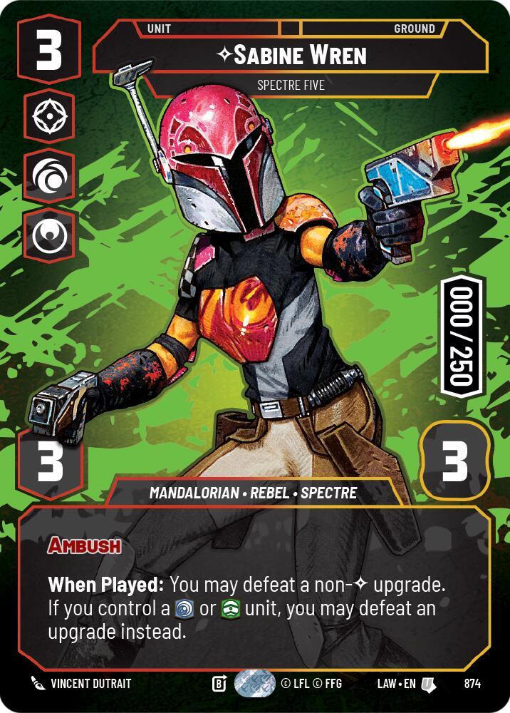Star Wars: Unlimited A Lawless Time Sabine Wren - Spectre Five (Serialized) 874 Uncommon Near Mint Foil
