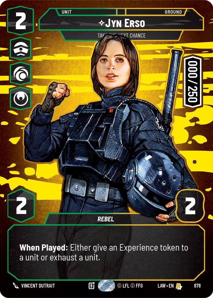 Star Wars: Unlimited A Lawless Time Jyn Erso - Take the Next Chance (Serialized) 878 Rare Near Mint Foil