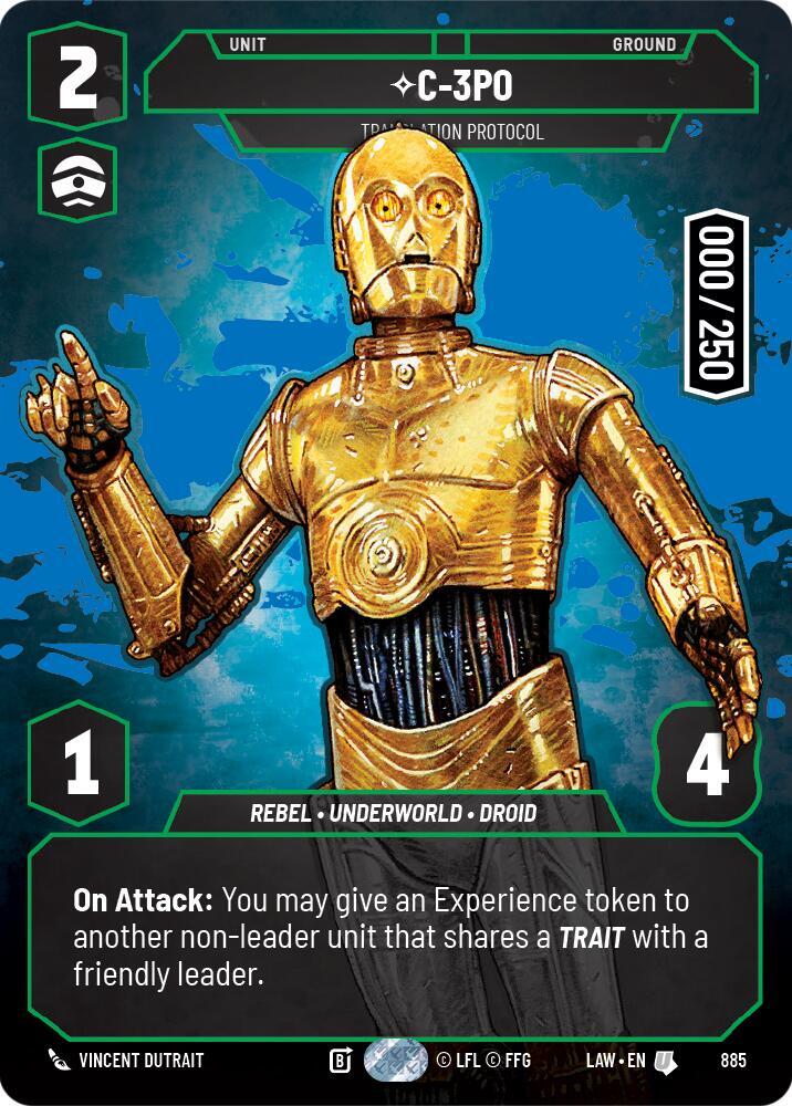 Star Wars: Unlimited A Lawless Time C-3PO - Translation Protocol (Serialized) 885 Uncommon Near Mint Foil