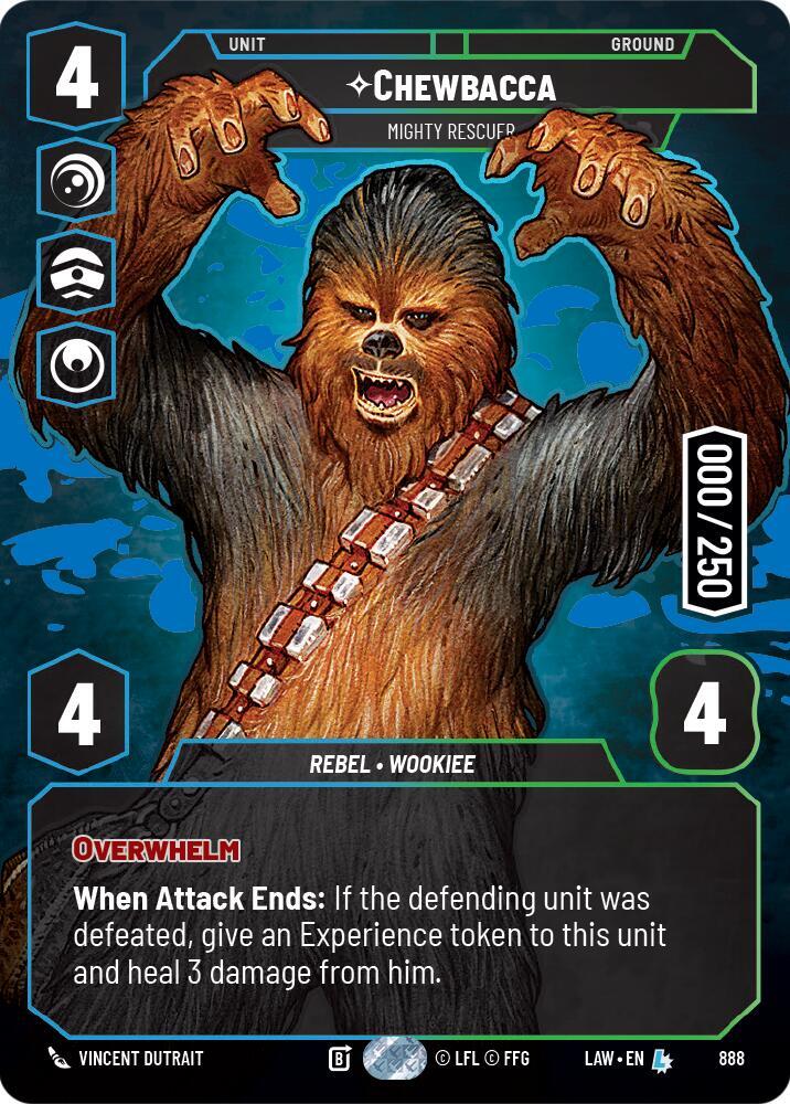 Star Wars: Unlimited A Lawless Time Chewbacca - Mighty Rescuer (Serialized) 888 Legendary Near Mint Foil