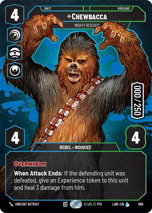 Star Wars: Unlimited A Lawless Time Chewbacca - Mighty Rescuer (Serialized) 888 Legendary Near Mint Foil