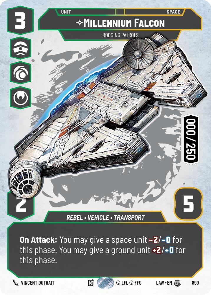 Star Wars: Unlimited A Lawless Time Millennium Falcon - Dodging Patrols (Serialized) 890 Uncommon Near Mint Foil