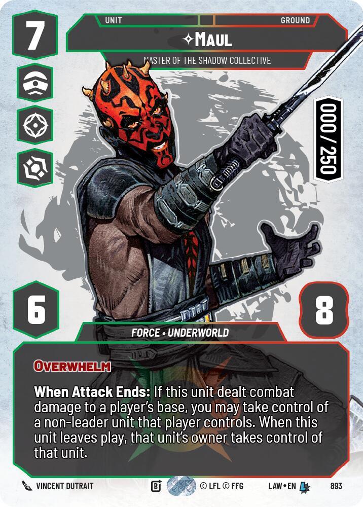 Star Wars: Unlimited A Lawless Time Maul - Master of the Shadow Collective (Serialized) 893 Legendary Near Mint Foil