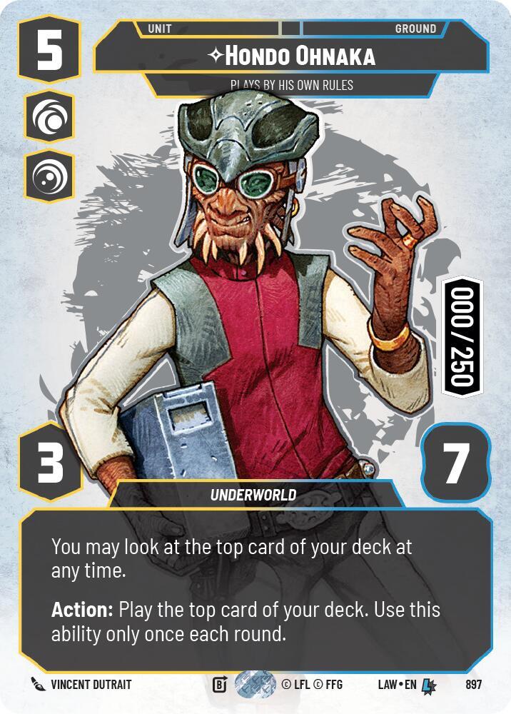 Star Wars: Unlimited A Lawless Time Hondo Ohnaka - Plays By His Own Rules (Serialized) 897 Legendary Near Mint Foil