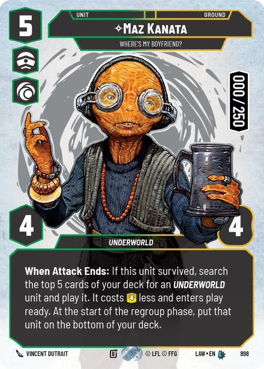 Star Wars: Unlimited A Lawless Time Maz Kanata - Where's My Boyfriend? (Serialized) 898 Legendary Near Mint Foil