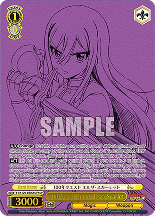 Weiss Schwarz FAIRY TAIL 100 YEARS QUEST 100 Years Quest, Erza Scarlet (SSP) FT/S120-E006SSP SSP Super Special Rare Near Mint