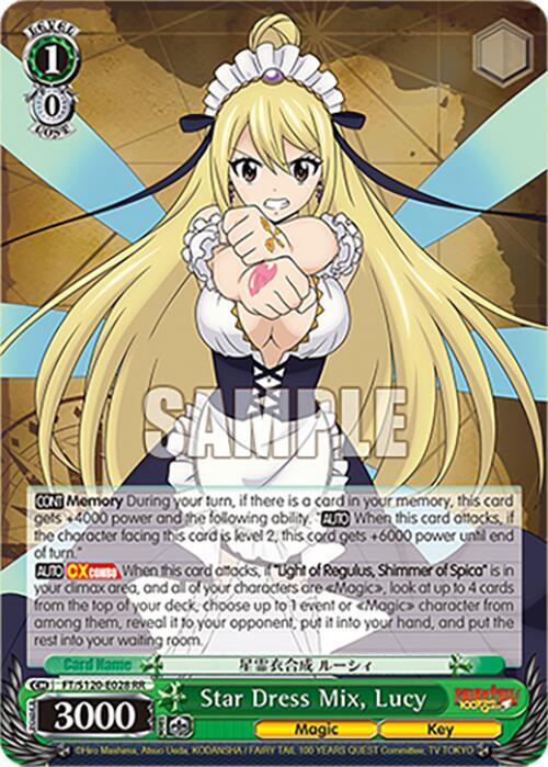 Weiss Schwarz FAIRY TAIL 100 YEARS QUEST Star Dress Mix, Lucy FT/S120-E028 RR Double Rare Near Mint