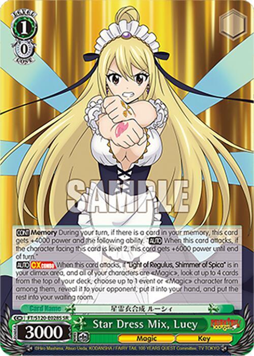 Weiss Schwarz FAIRY TAIL 100 YEARS QUEST Star Dress Mix, Lucy (SR) FT/S120-E028S SR Super Rare Near Mint