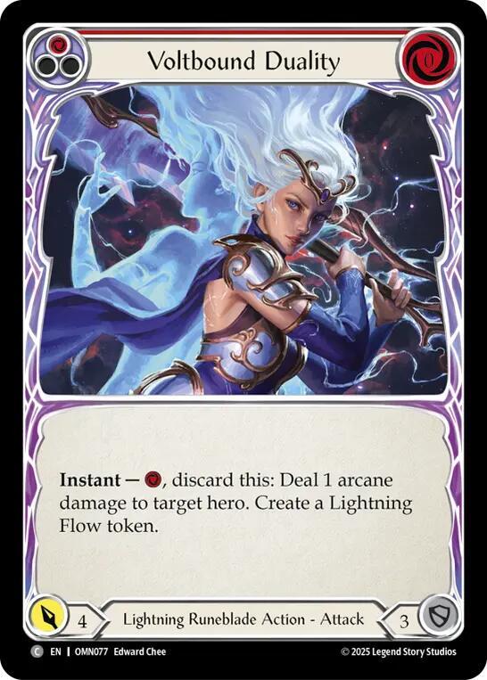 Flesh and Blood TCG Omens of the Third Age Voltbound Duality (Red) #OMN077 Common Near Mint
