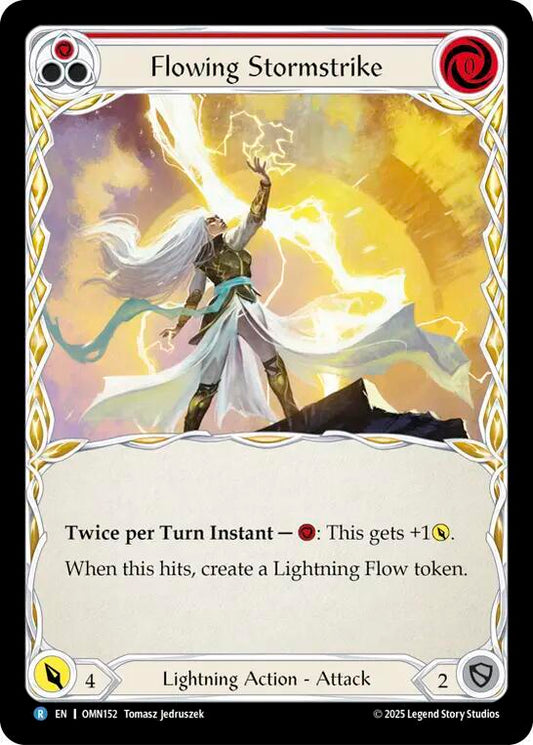 Flesh and Blood TCG Omens of the Third Age Flowing Stormstrike #OMN152 Rare Near Mint
