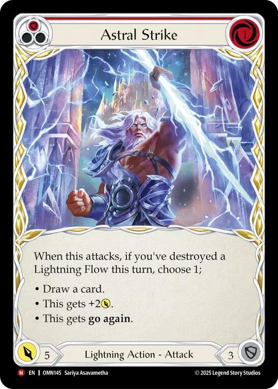 Flesh and Blood TCG Omens of the Third Age Astral Strike #OMN145 Majestic Near Mint Rainbow Foil