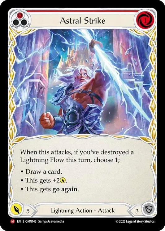 Flesh and Blood TCG Omens of the Third Age Astral Strike #OMN145 Majestic Near Mint Rainbow Foil