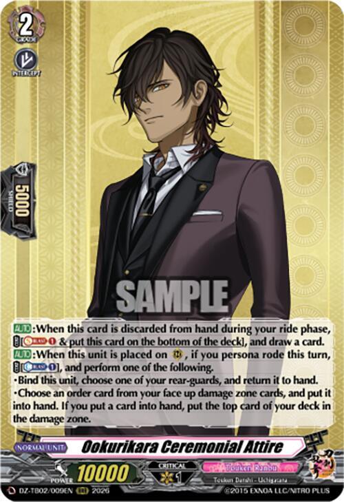 Cardfight Vanguard DZ-TB02: Touken Ranbu Online Ookurikara Ceremonial Attire DZ-TB02/009EN RRR Near Mint