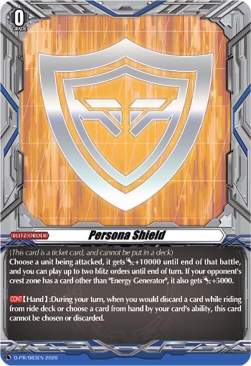 Cardfight Vanguard D Promo Cards Persona Shield D-PR/983EN PR Near Mint