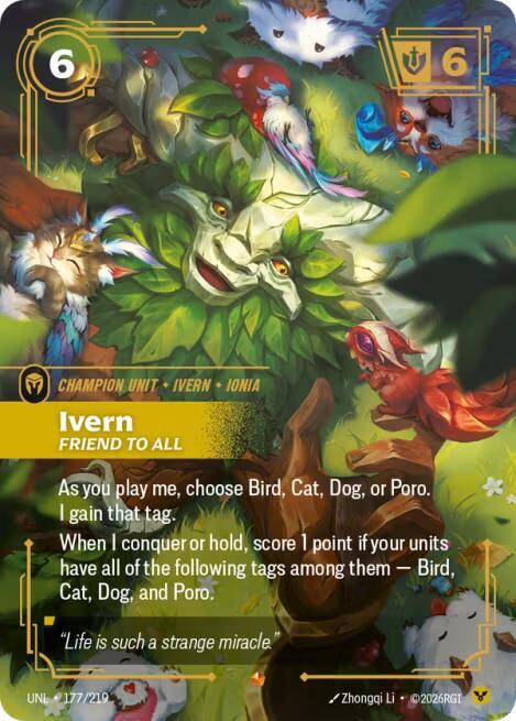 Riftbound: League of Legends Trading Card Game Unleashed Ivern - Friend to All 177/219 Epic Near Mint Foil