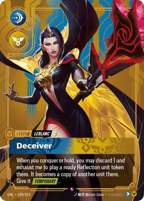 Riftbound: League of Legends Trading Card Game Unleashed LeBlanc - Deceiver 199/219 Rare Near Mint Foil