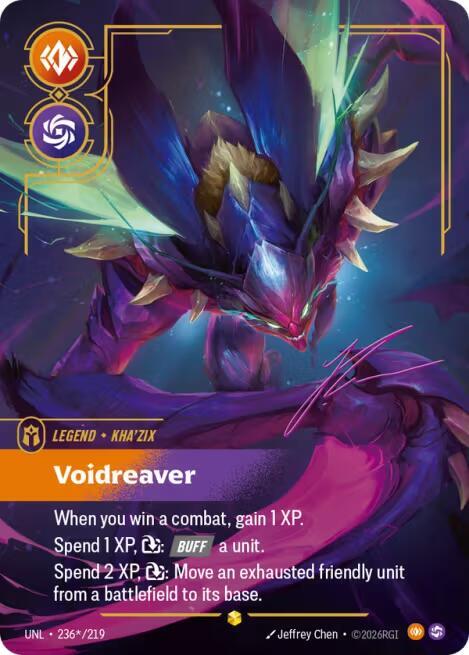 Riftbound: League of Legends Trading Card Game Unleashed Kha'Zix - Voidreaver (Signature) 236*/219 Showcase Near Mint Foil