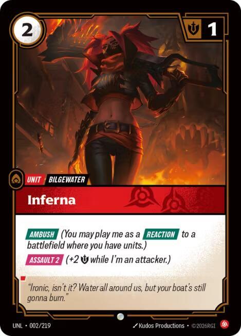 Riftbound: League of Legends Trading Card Game Unleashed Inferna 002/219 Common Near Mint Foil