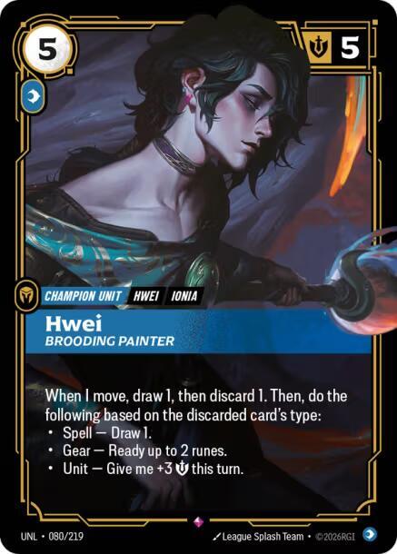 Riftbound: League of Legends Trading Card Game Unleashed Hwei - Brooding Painter 080/219 Rare Near Mint Foil