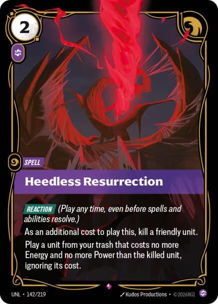 Riftbound: League of Legends Trading Card Game Unleashed Heedless Resurrection 142/219 Rare Near Mint Foil