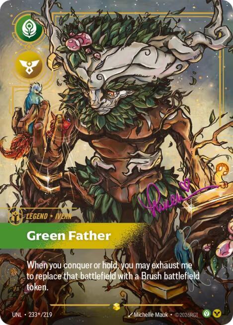 Riftbound: League of Legends Trading Card Game Unleashed Ivern - Green Father (Signature) 233*/219 Showcase Near Mint Foil