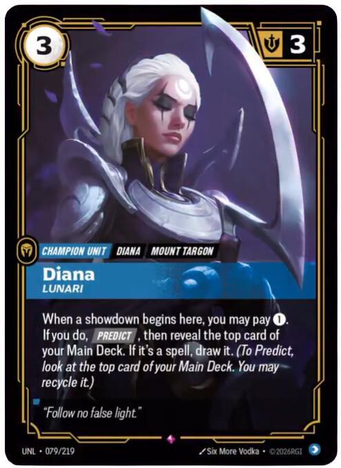 Riftbound: League of Legends Trading Card Game Unleashed Diana - Lunari 079/219 Rare Near Mint Foil