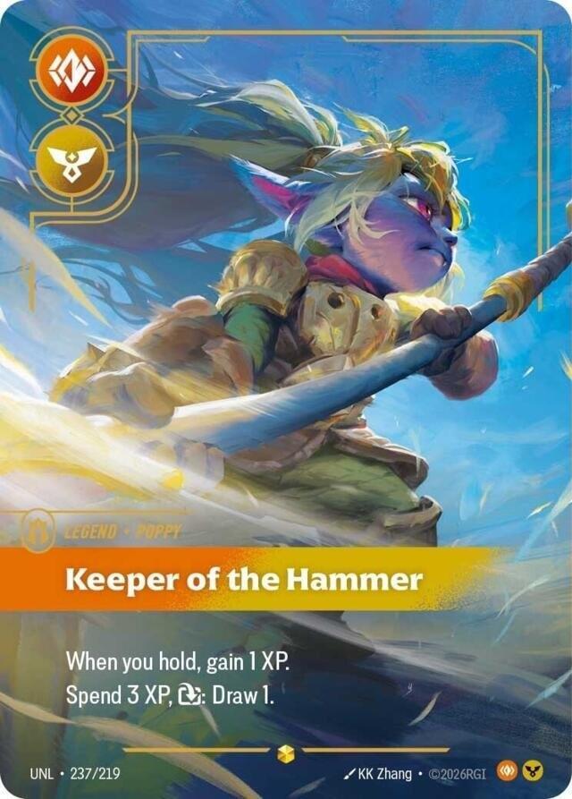 Riftbound: League of Legends Trading Card Game Unleashed Poppy - Keeper of the Hammer (Overnumbered) 237/219 Showcase Near Mint Foil