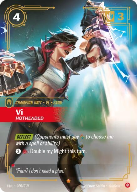 Riftbound: League of Legends Trading Card Game Unleashed Vi - Hotheaded 030/219 Epic Near Mint Foil