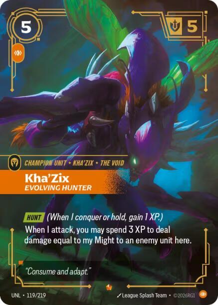 Riftbound: League of Legends Trading Card Game Unleashed Kha'Zix - Evolving Hunter 119/219 Epic Near Mint Foil