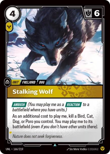 Riftbound: League of Legends Trading Card Game Unleashed Stalking Wolf 166/219 Uncommon Near Mint Foil