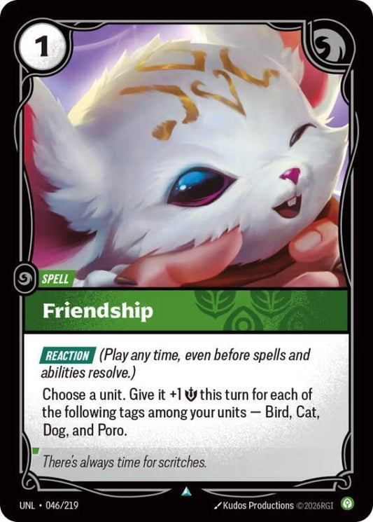 Riftbound: League of Legends Trading Card Game Unleashed Friendship 046/219 Uncommon Near Mint