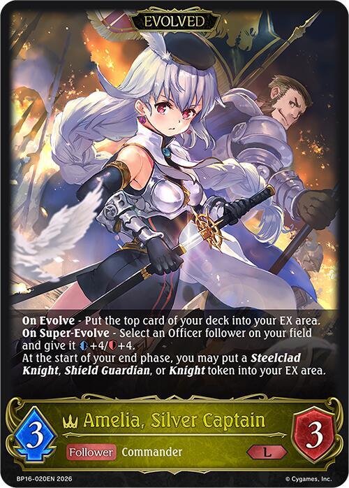 Shadowverse: Evolve BP16: New World Genesis Amelia, Silver Captain (Evolved) BP16-020EN Legendary Near Mint