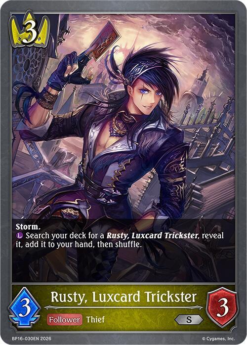 Shadowverse: Evolve BP16: New World Genesis Rusty, Luxcard Trickster BP16-030EN Silver Near Mint