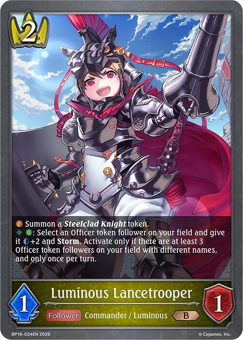 Shadowverse: Evolve BP16: New World Genesis Luminous Lancetrooper BP16-034EN Bronze Near Mint