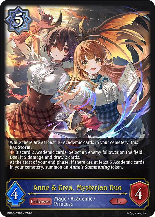 Shadowverse: Evolve BP16: New World Genesis Anne & Grea, Mysterian Duo BP16-038EN Legendary Near Mint