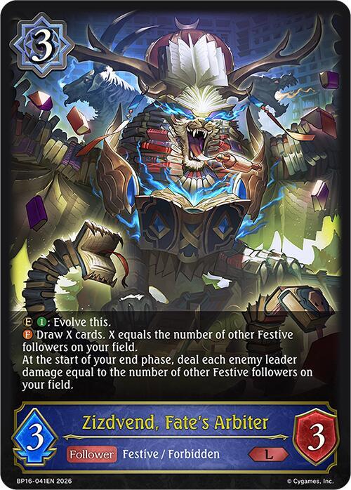 Shadowverse: Evolve BP16: New World Genesis Zizdvend, Fate's Arbiter BP16-041EN Legendary Near Mint