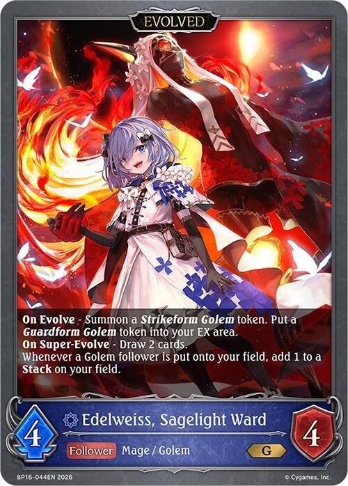 Shadowverse: Evolve BP16: New World Genesis Edelweiss, Sagelight Ward (Evolved) BP16-044EN Gold Near Mint