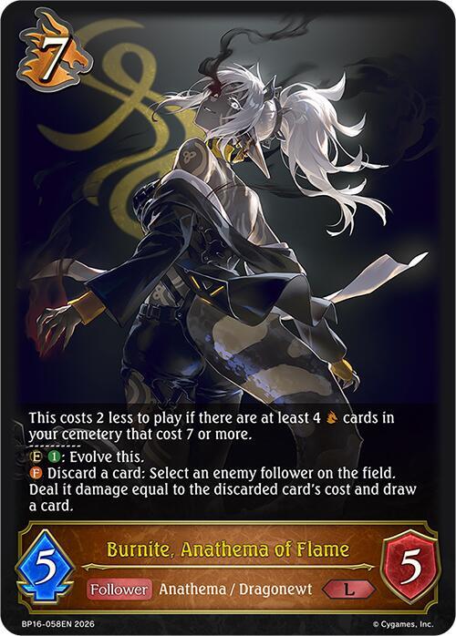 Shadowverse: Evolve BP16: New World Genesis Burnite, Anathema of Flame BP16-058EN Legendary Near Mint