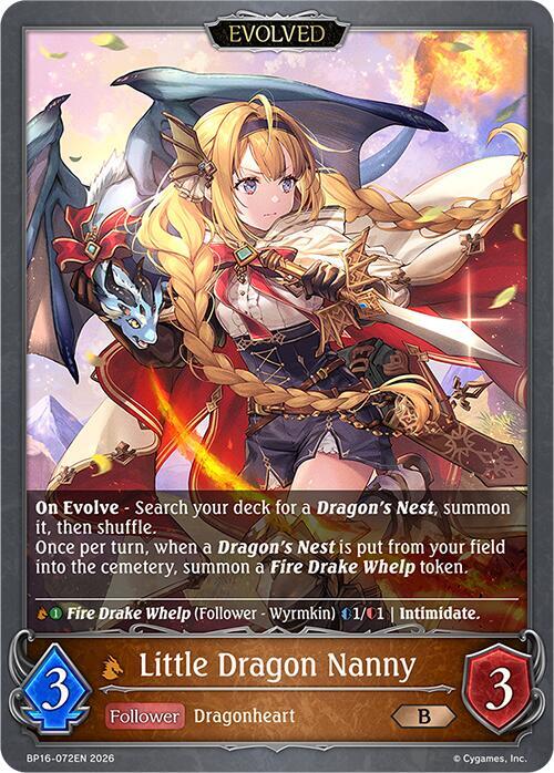 Shadowverse: Evolve BP16: New World Genesis Little Dragon Nanny (Evolved) BP16-072EN Bronze Near Mint