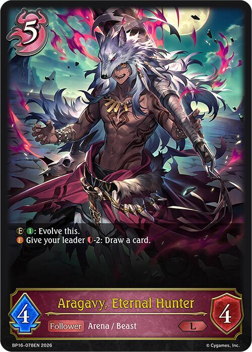Shadowverse: Evolve BP16: New World Genesis Aragavy, Eternal Hunter BP16-078EN Legendary Near Mint