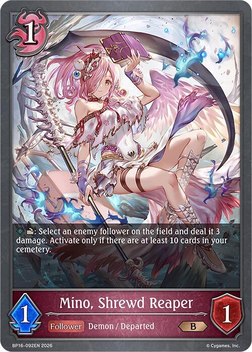 Shadowverse: Evolve BP16: New World Genesis Mino, Shrewd Reaper BP16-092EN Bronze Near Mint