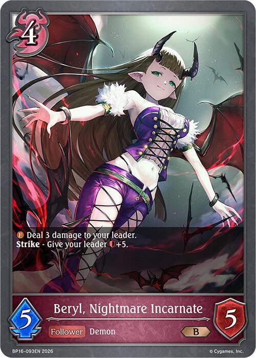 Shadowverse: Evolve BP16: New World Genesis Beryl, Nightmare Incarnate BP16-093EN Bronze Near Mint
