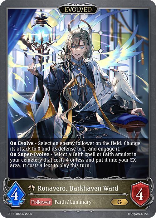 Shadowverse: Evolve BP16: New World Genesis Ronavero, Darkhaven Ward (Evolved) BP16-100EN Gold Near Mint