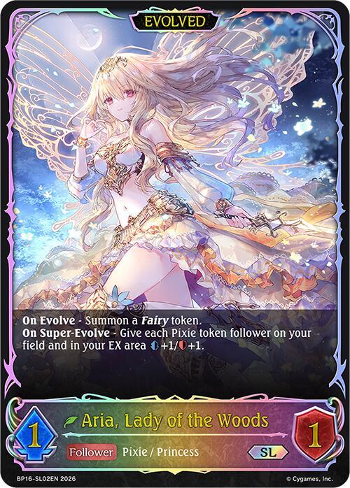 Shadowverse: Evolve BP16: New World Genesis Aria, Lady of the Woods (Evolved) (SL) BP16-SL02EN Super Legendary Near Mint