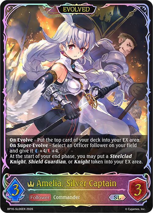 Shadowverse: Evolve BP16: New World Genesis Amelia, Silver Captain (Evolved) (SL) BP16-SL06EN Super Legendary Near Mint