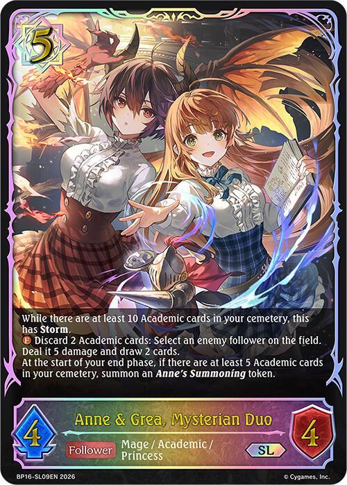 Shadowverse: Evolve BP16: New World Genesis Anne & Grea, Mysterian Duo (SL) BP16-SL09EN Super Legendary Near Mint