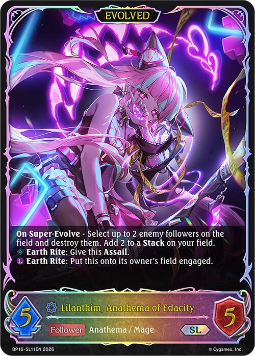 Shadowverse: Evolve BP16: New World Genesis Lilanthim, Anathema of Edacity (Evolved) (SL) BP16-SL11EN Super Legendary Near Mint