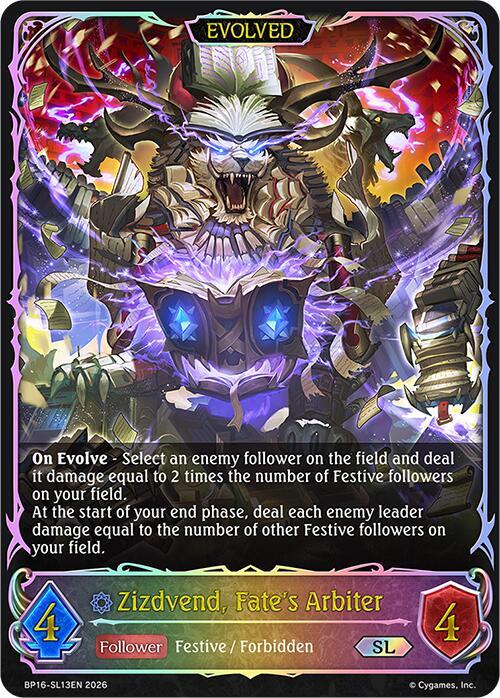 Shadowverse: Evolve BP16: New World Genesis Zizdvend, Fate's Arbiter (Evolved) (SL) BP16-SL13EN Super Legendary Near Mint