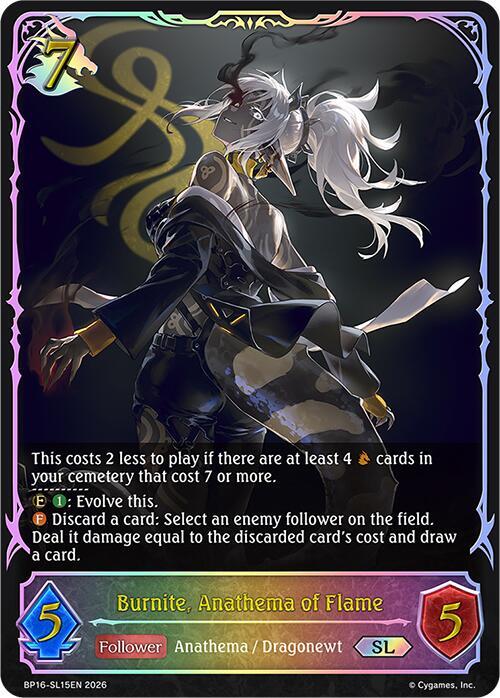 Shadowverse: Evolve BP16: New World Genesis Burnite, Anathema of Flame (SL) BP16-SL15EN Super Legendary Near Mint